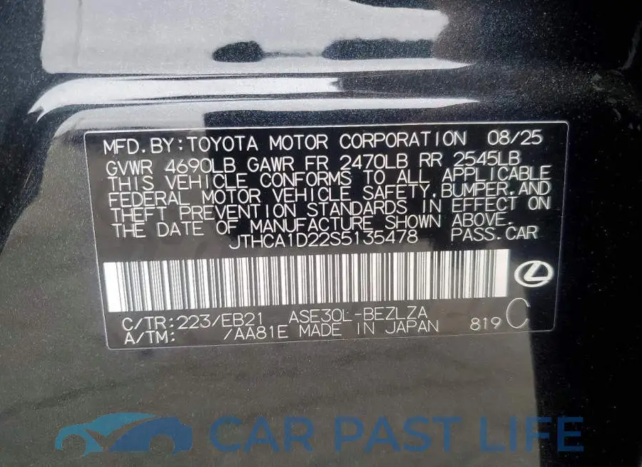 JTHCA1D22S5135478# 13