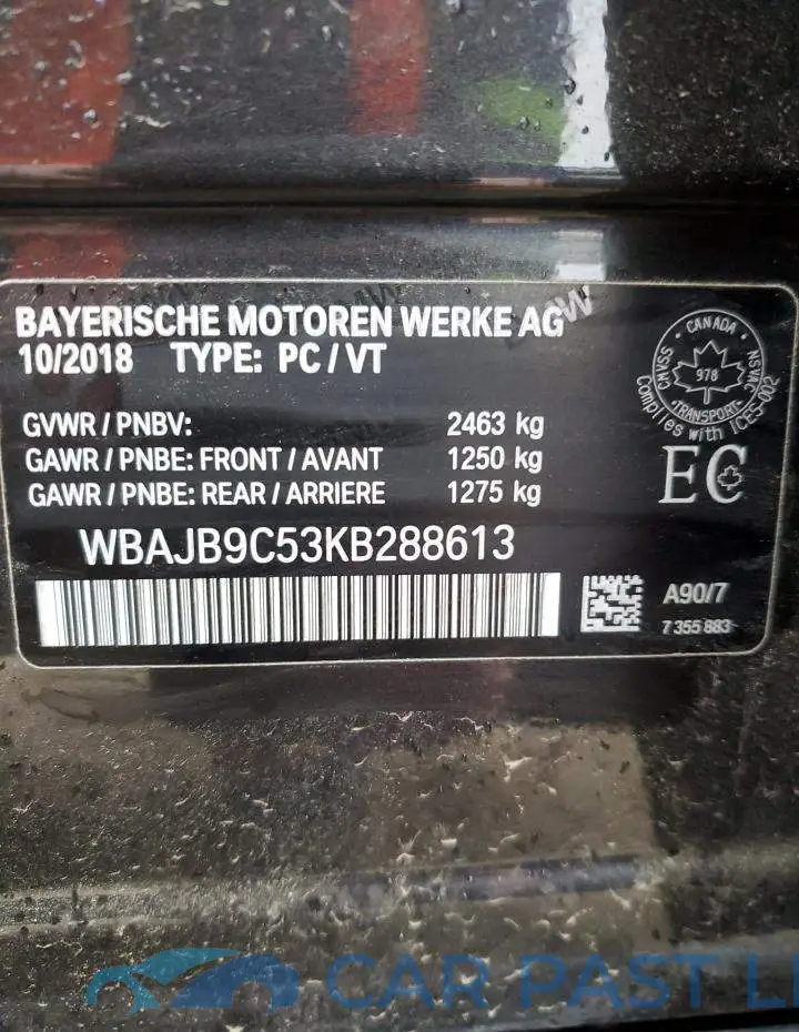WBAJB9C53KB288613# 13