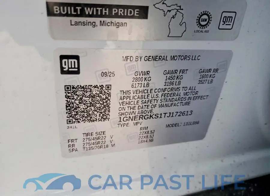 1GNERGKS1TJ172613# 12
