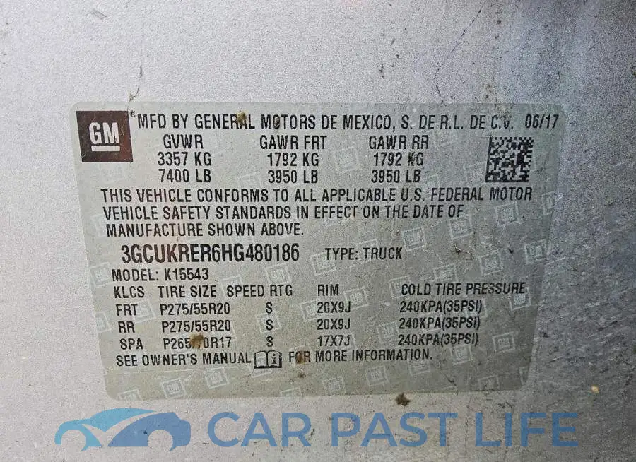 3GCUKRER6HG480186# 12