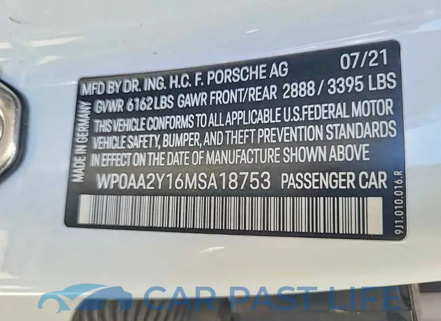 WP0AA2Y16MSA18753# 10