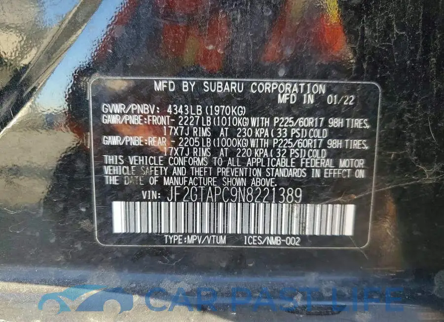 JF2GTAPC9N8221389# 13