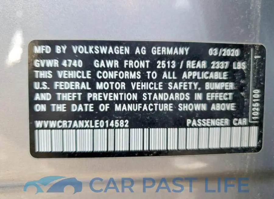 WVWCR7ANXLE014582# 13