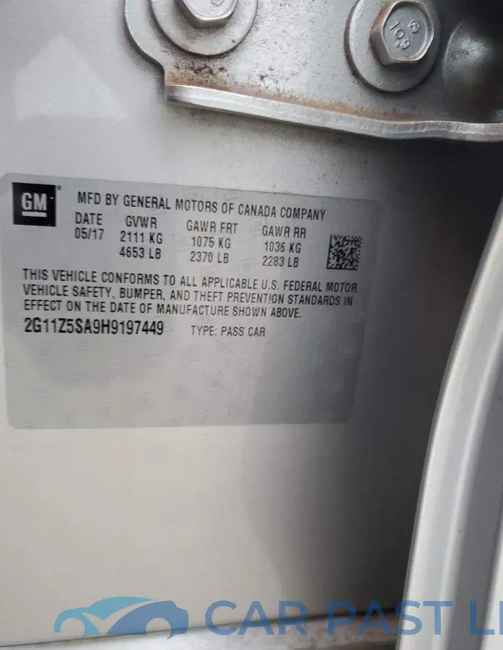 2G11Z5SA9H9197449# 12