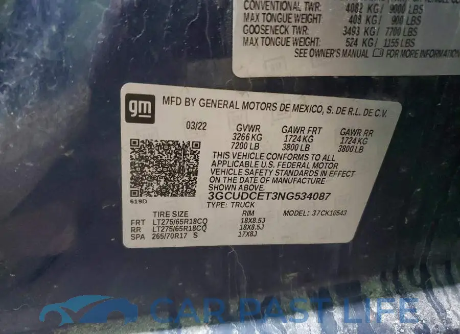 3GCUDCET3NG534087# 12