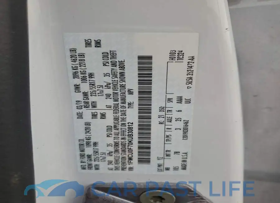 1FMCU0F70KUB30812# 13