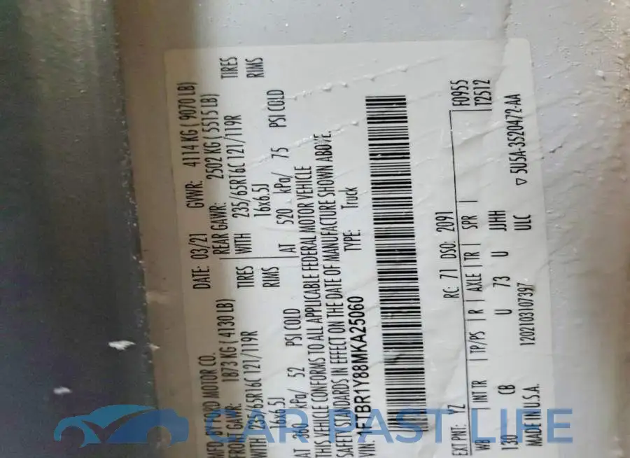 1FTBR1Y88MKA25060# 12