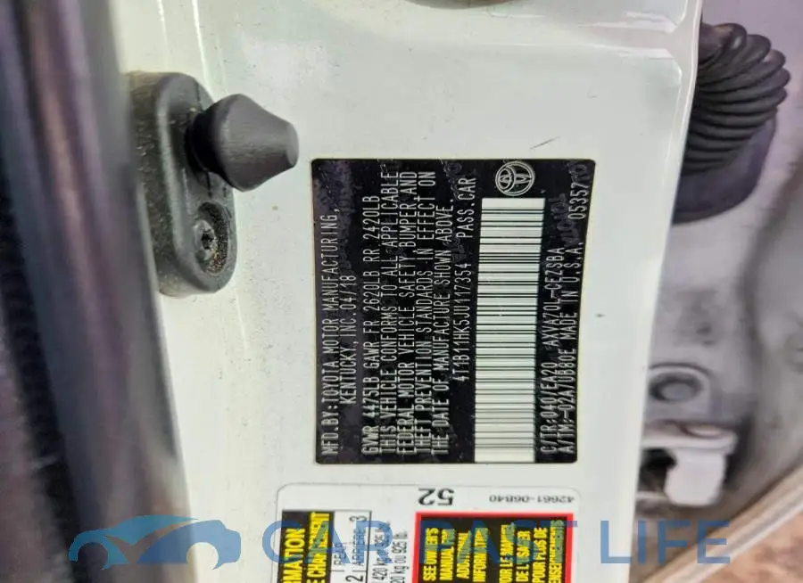 4T1B11HK5JU117354# 12