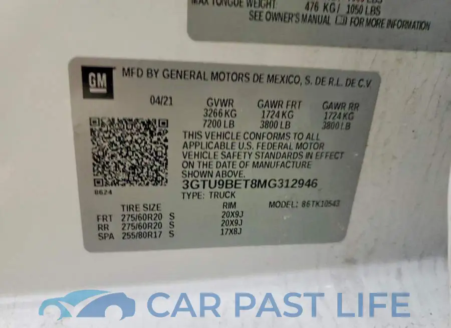 3GTU9BET8MG312946# 12