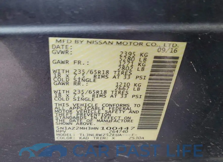 5N1AZ2MH3HN100447# 13