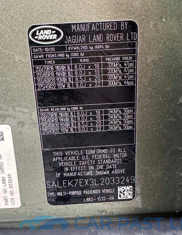SALEK7EX3L2033249# 13