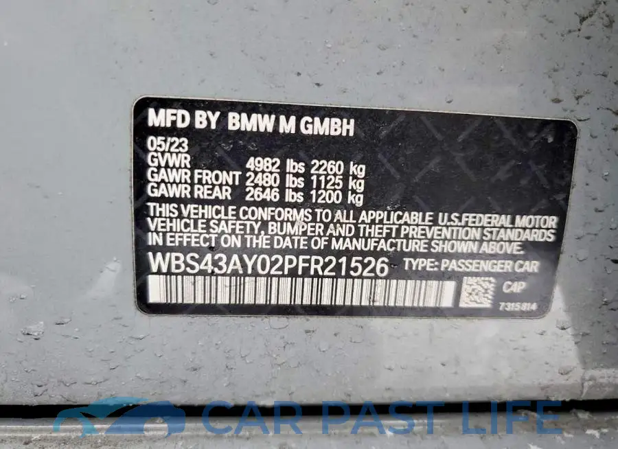 WBS43AY02PFR21526# 12