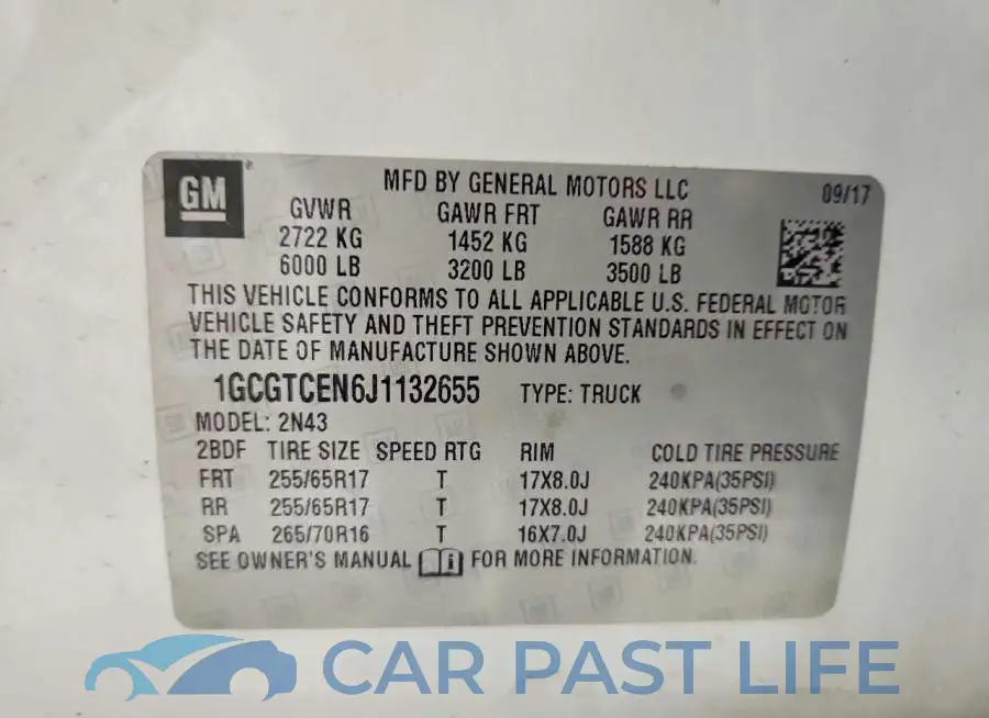 1GCGTCEN6J1132655# 12