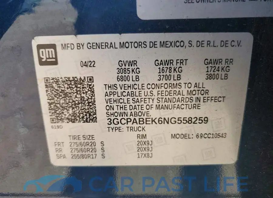 3GCPABEK6NG558259# 12