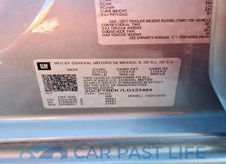 3GCPYBEK7LG133464# 12
