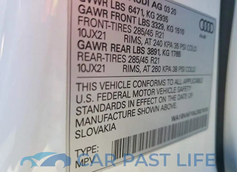 WA1BVAF10LD021910# 13