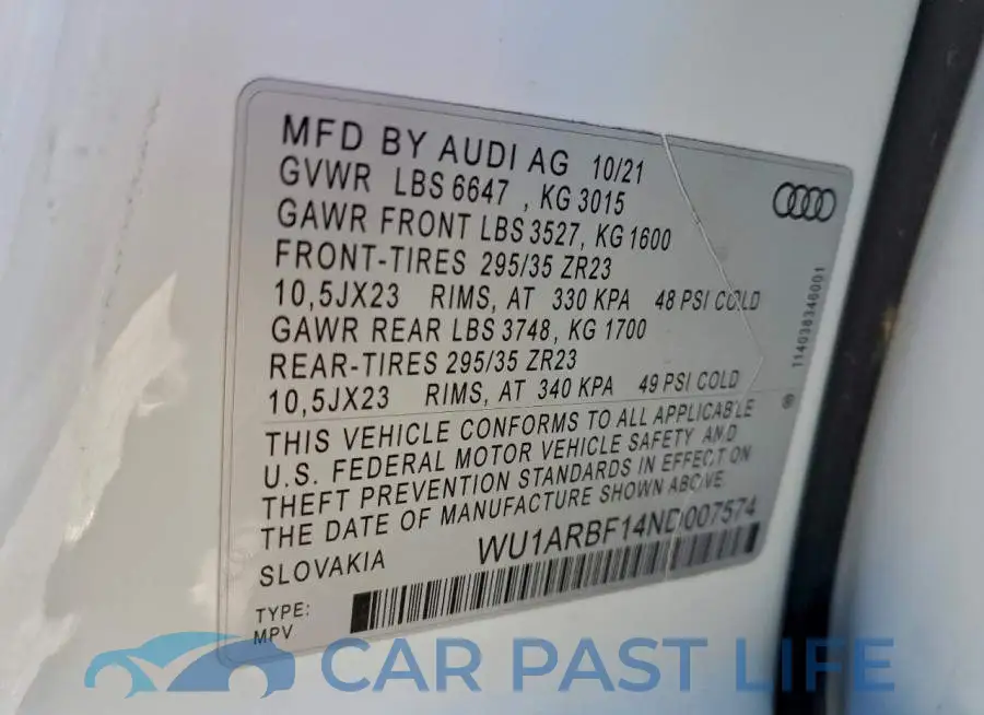 WU1ARBF14ND007574# 14