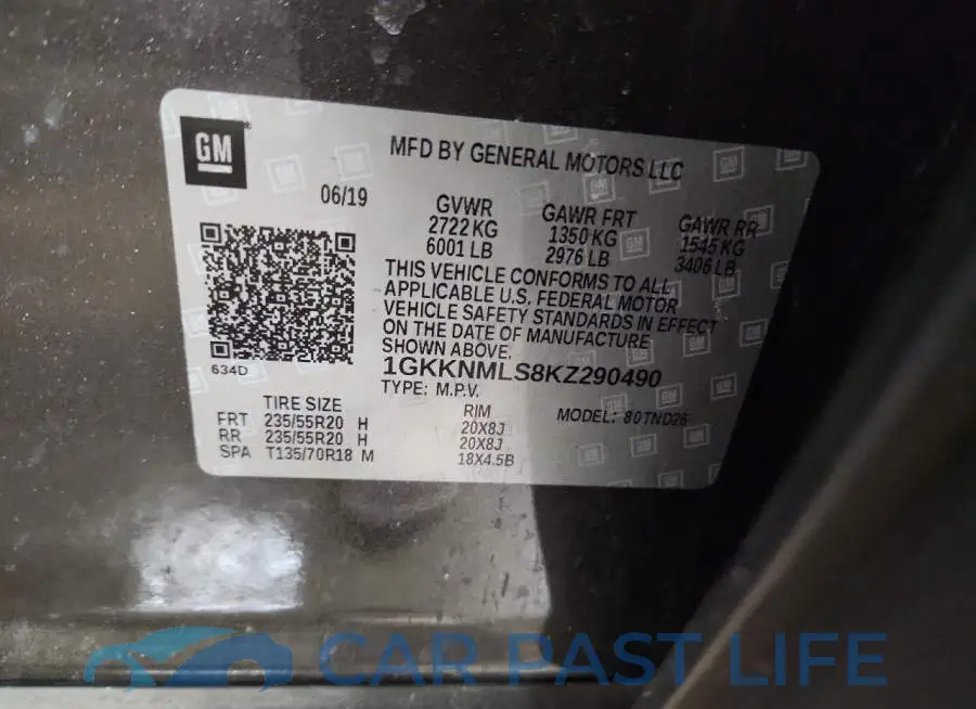 1GKKNMLS8KZ290490# 13