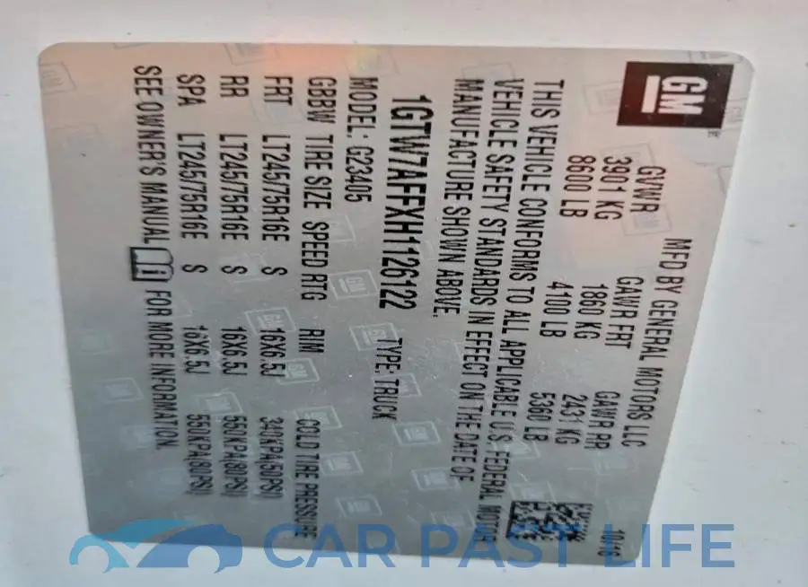 1GTW7AFFXH1126122# 13