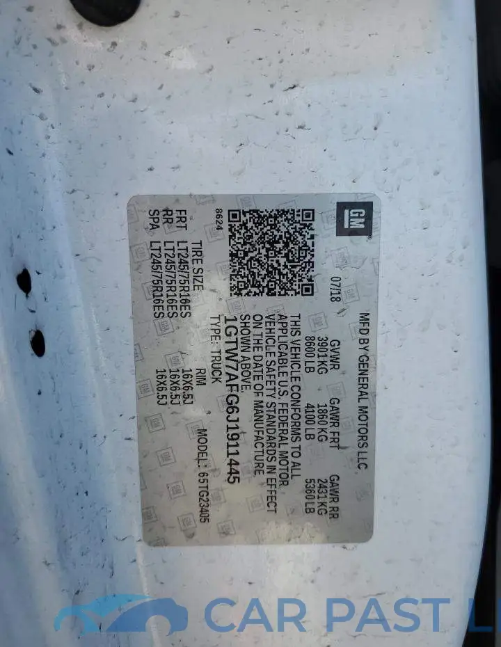 1GTW7AFG6J1911445# 13