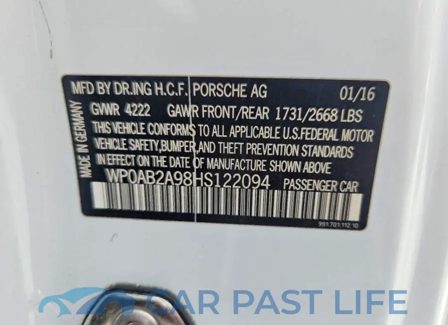 WP0AB2A98HS122094# 13