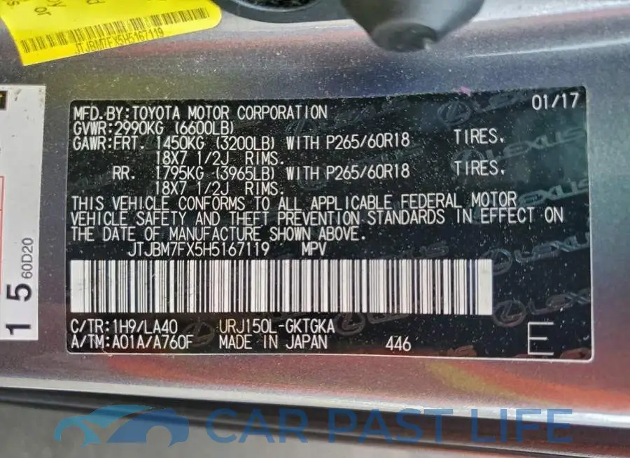 JTJBM7FX5H5167119# 13
