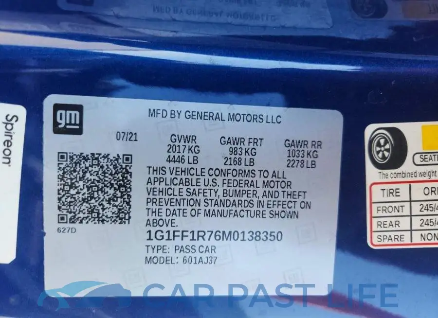 1G1FF1R76M0138350# 12