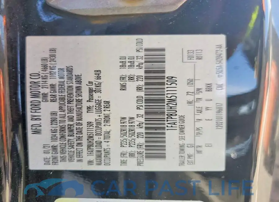 1FATP8UH2M5111509# 12
