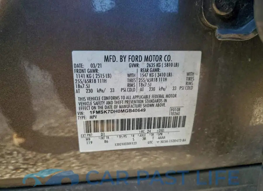 1FMSK7DH0MGB40649# 13