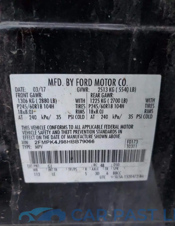 2FMPK4J98HBB79066# 14