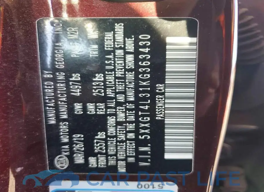 5XXGT4L31KG363430# 12
