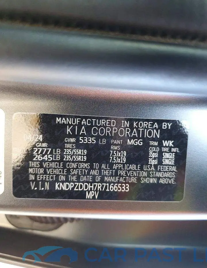 KNDPZDDH7R7166533# 14