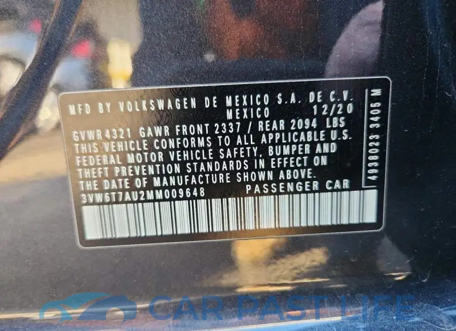 3VW6T7AU2MM009648# 12