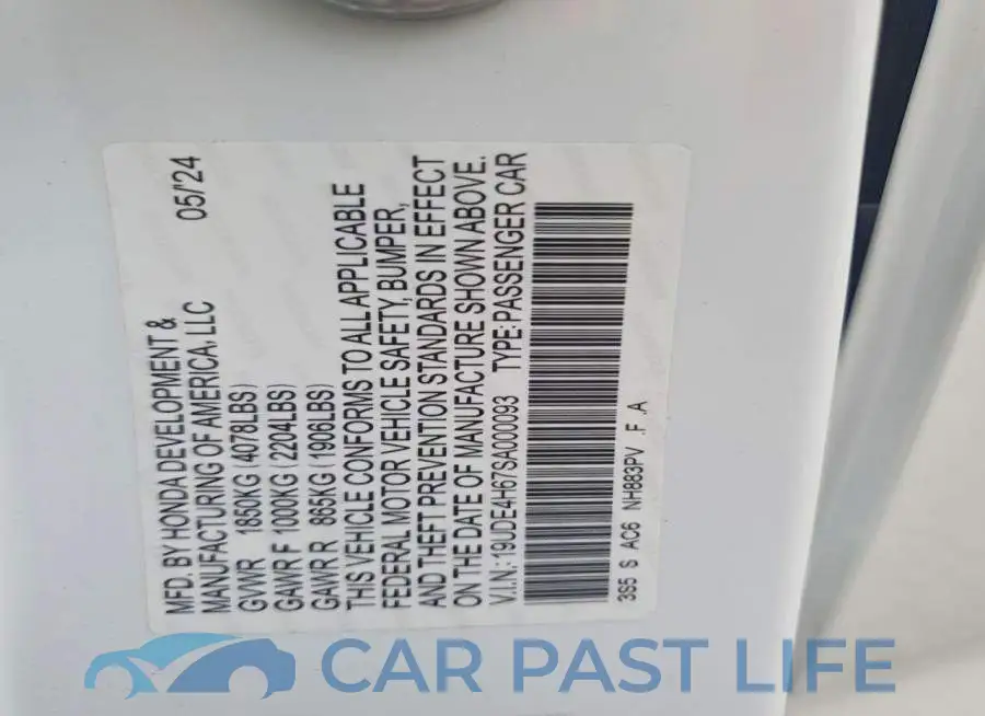 19UDE4H67SA000093# 12