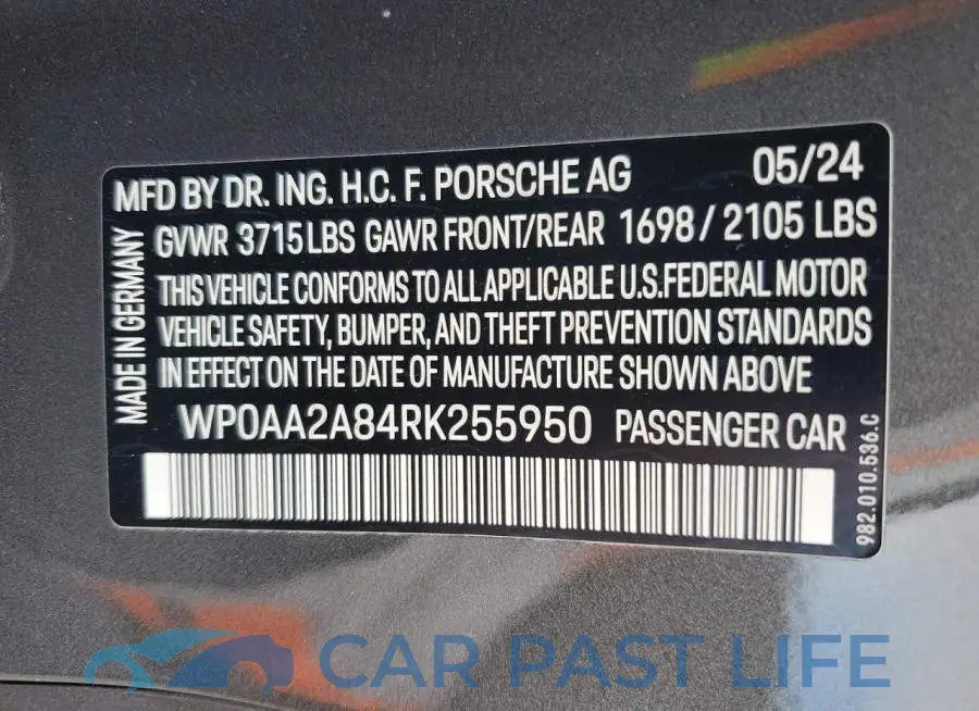 WP0AA2A84RK255950# 13
