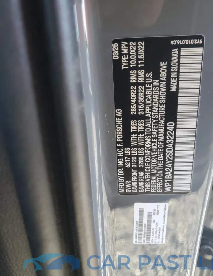 WP1BA2AY2SDA32240# 12