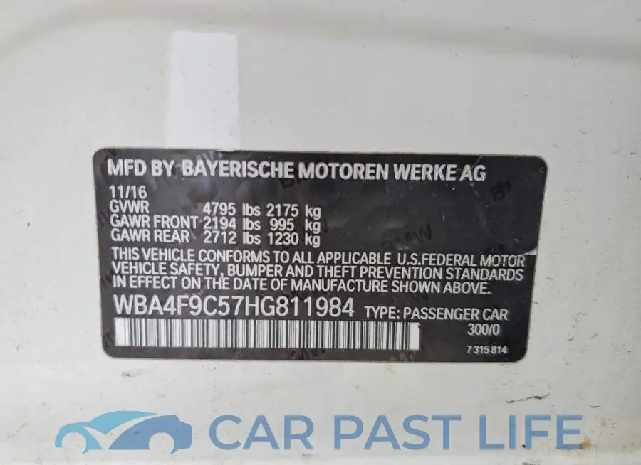WBA4F9C57HG811984# 12