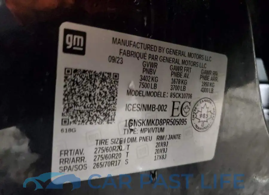 1GNSKMKD8PR505095# 13