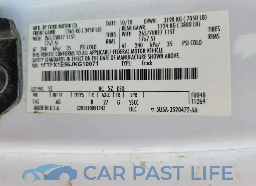1FTFX1E56JKG10071# 12