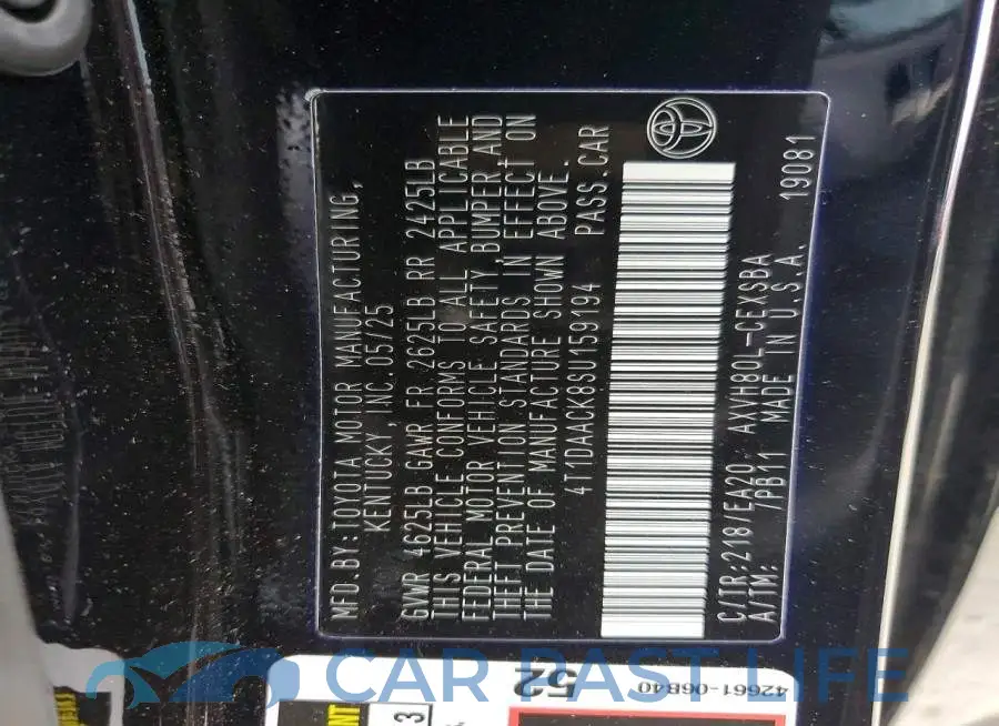 4T1DAACK8SU159194# 12