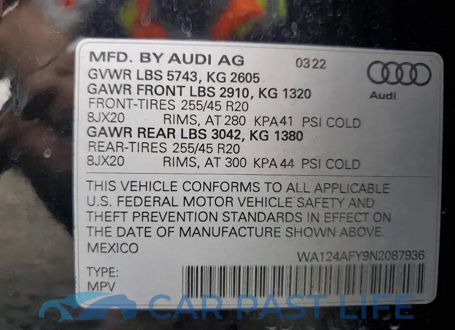WA124AFY9N2087936# 13