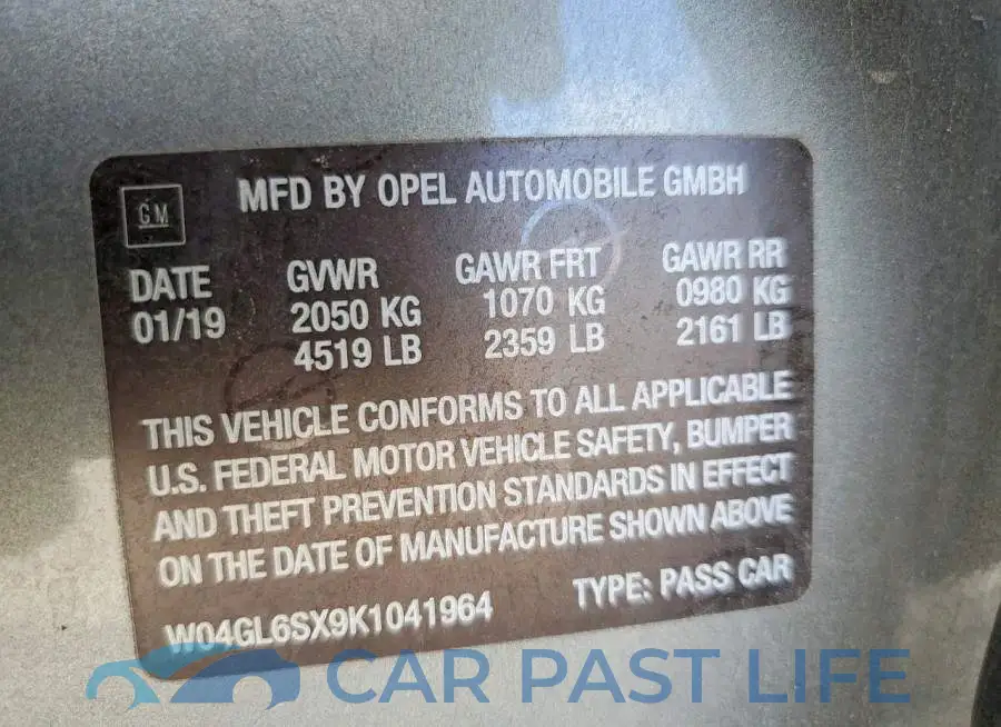 W04GL6SX9K1041964# 12