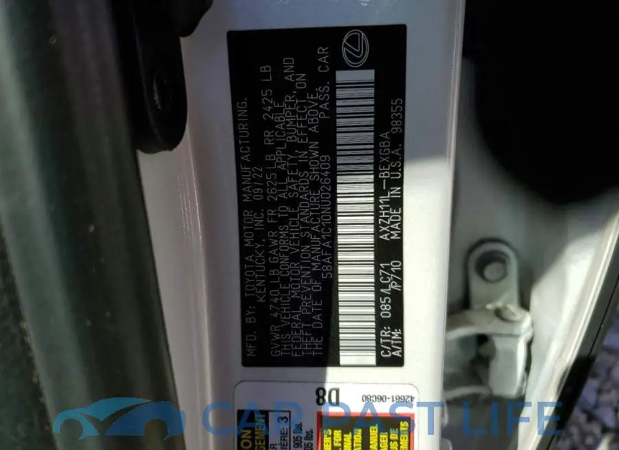 58AFA1C10NU026409# 12