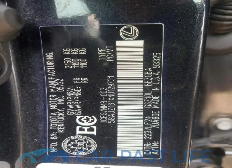 58AJZ1B1XNU129731# 12