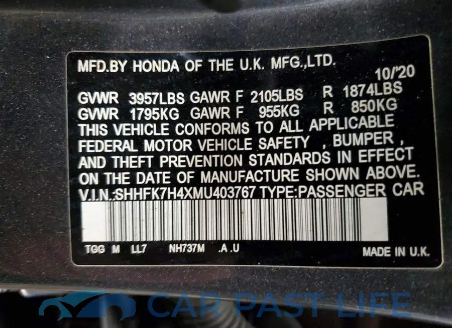 SHHFK7H4XMU403767# 12