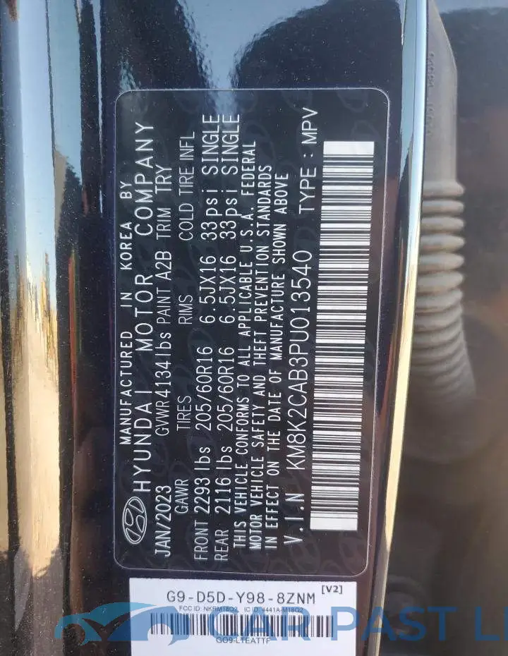 KM8K2CAB3PU013540# 14