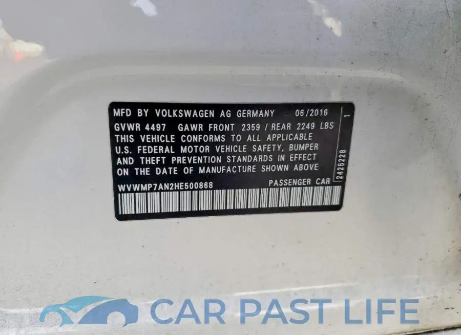 WVWMP7AN2HE500868# 13