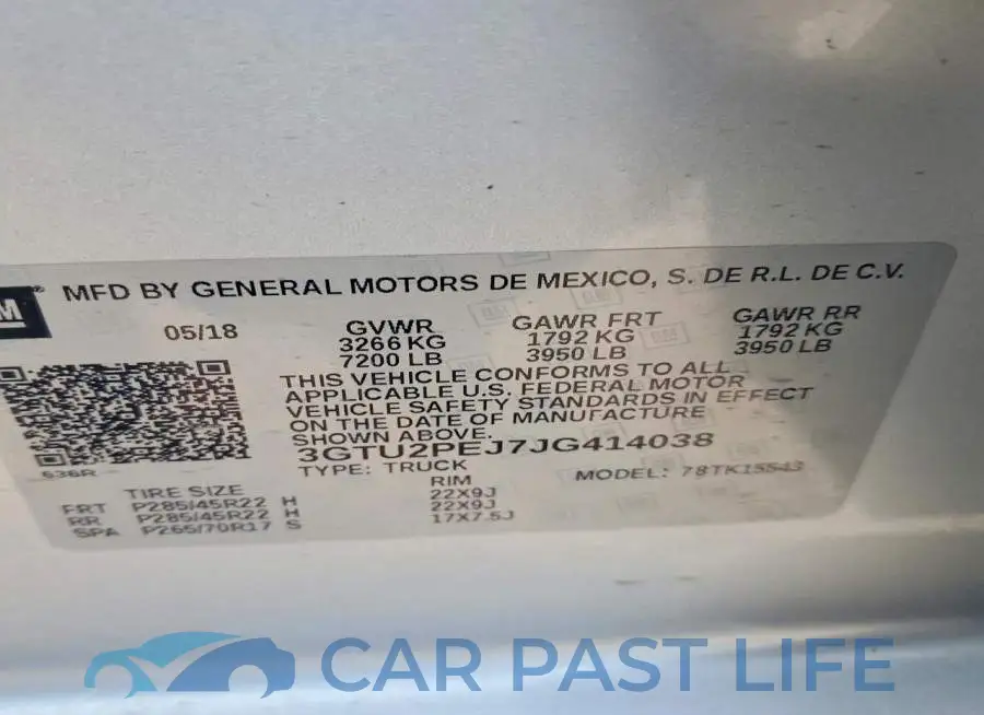 3GTU2PEJ7JG414038# 12