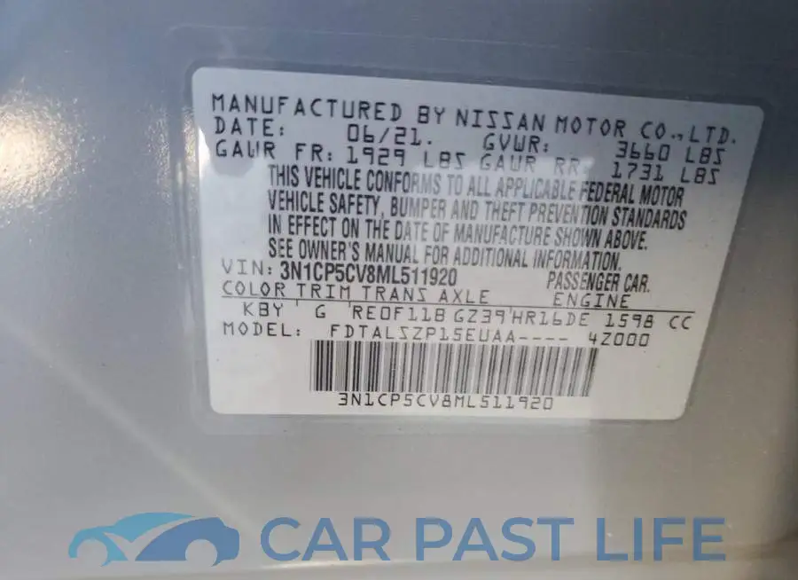 3N1CP5CV8ML511920# 13