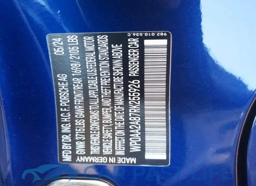 WP0AA2A87RK255926# 12